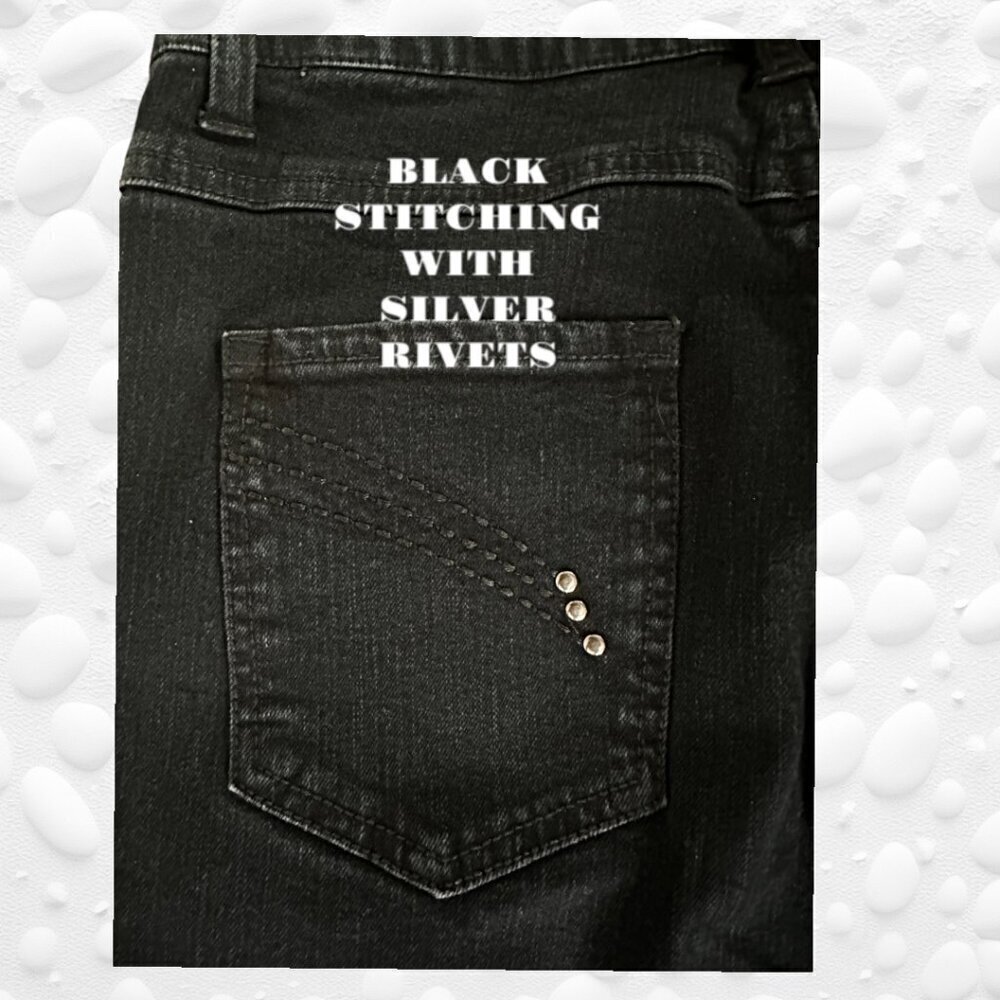 SIMON CHANG BLACK DENIM JEANS - SIZE 8 - Picture 2 of 8